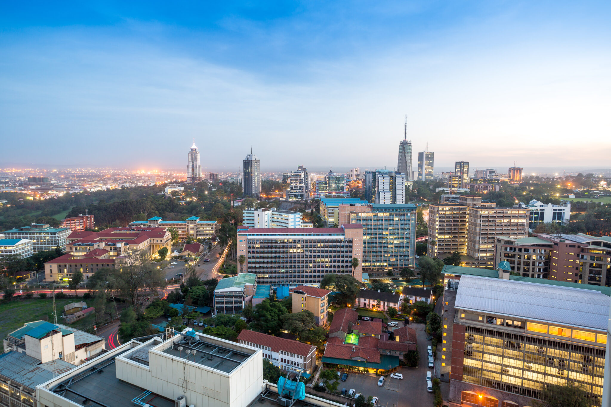 Modern Nairobi cityscape - capital city of Kenya, East Africa