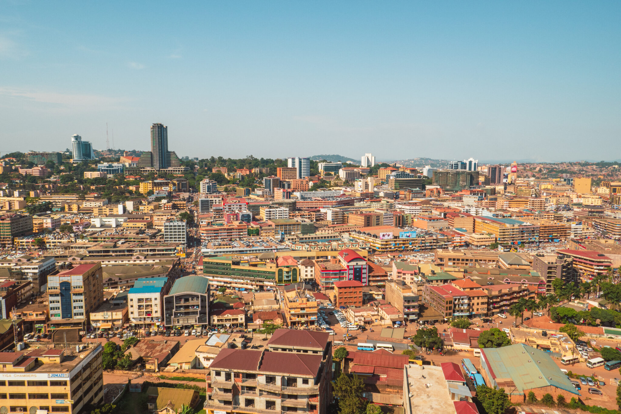 Aerial view of Kampala City seen from Gaddaffi Mosque, Uganda